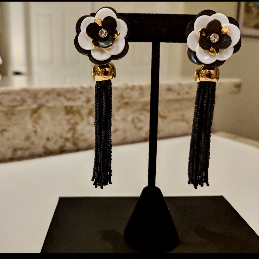 kate spade New York flower tassel earrings